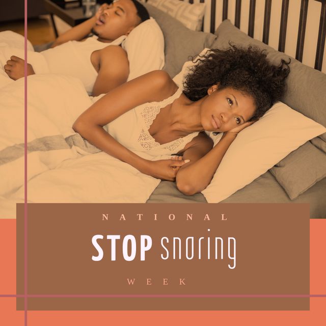 Frustrated Woman Beside Snoring Partner Highlighting National Stop Snoring Week - Download Free Stock Templates Pikwizard.com