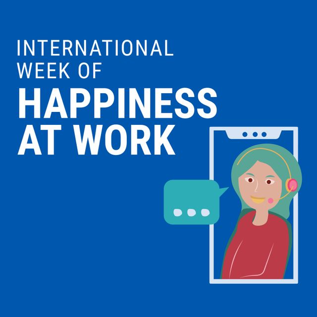 International Week of Happiness at Work Poster with Call Center Worker - Download Free Stock Templates Pikwizard.com