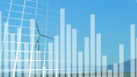 Digital Financial Analysis Overlay on Wind Turbine