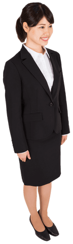 Transparent Background Asian Businesswoman Smiling Confidently in Professional Attire