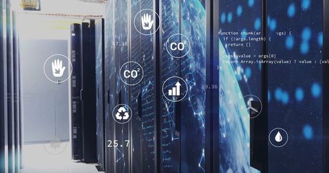 Smart Data Center with Eco-Friendly Indicators and Coding Overlay