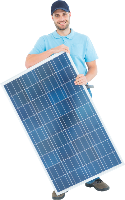 Construction Worker Holding Transparent Solar Panel - Download Free Stock Videos Pikwizard.com