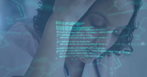 Overworked medical professional analyzing data