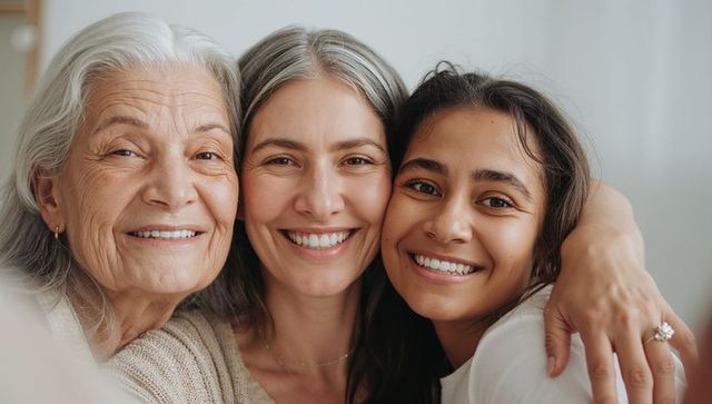 Three Generations Smiling Together with Joy and Love