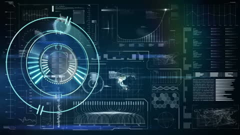 Futuristic Data Processing UI with Neon Scanner