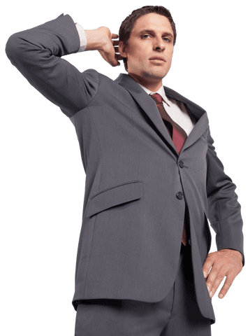 Pensive Caucasian Businessman in Formal Suit on Transparent Background