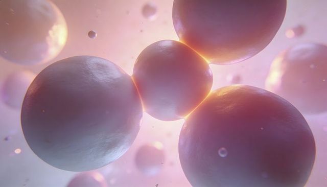 Glowing macro orbs cluster drifting in translucent fluid with ethereal backlight