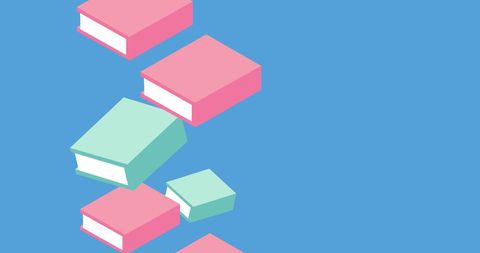 floating books on minimalistic blue background - Download Free Stock Images Pikwizard.com