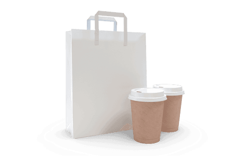 transparent background white bag with twin coffee cups for takeaway composition - Download Free Stock Videos Pikwizard.com