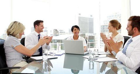 Diverse Business Team Applauding During Meeting - Download Free Stock Images Pikwizard.com