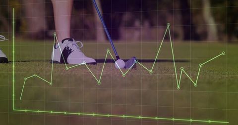 Golfer Aligning Putt with Data Graph Overlay Illustrating Performance