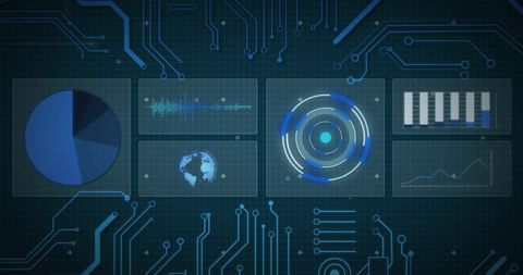 Digital Data Processing with Circuit Board Background - Download Free Stock Images Pikwizard.com