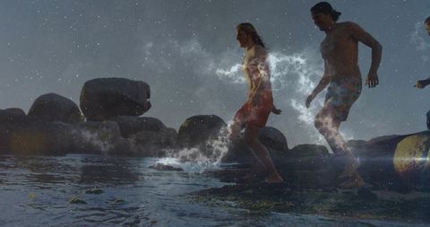 Trio Adventuring in Twilight Through Mystical Tide Pools