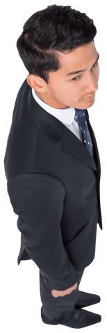 Businessman on transparent background in formal attire looking forward