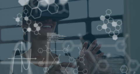 Woman Engaging with Virtual Reality Technology for Data Analysis