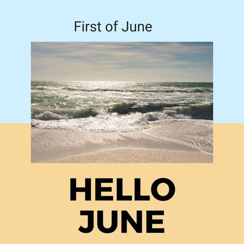 Hello June Seaside Scene with Sunset - Download Free Stock Templates Pikwizard.com