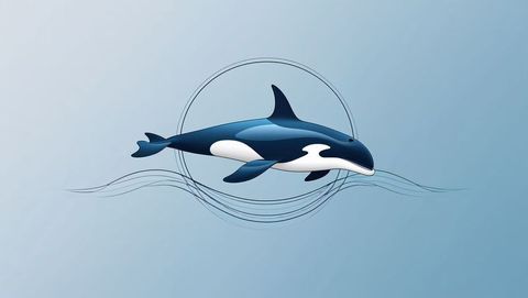 Elegant orca illustration with circular wave motif