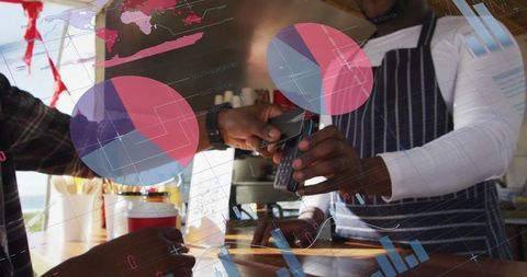 African american man making cashless payment at food truck
