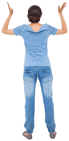 Rear View Biracial Woman Raising Hands Transparent Background - Download Free Stock Videos Pikwizard.com