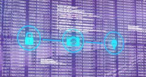 Digital Interface with Media and Security Icons Visualizing Data Flow