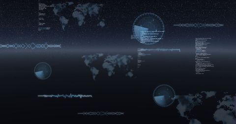 Digital Data Processing with World Maps and Communication Interface - Download Free Stock Images Pikwizard.com