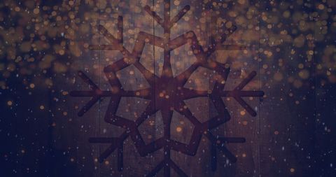 Snowflake Lighting Effect on Wooden Background