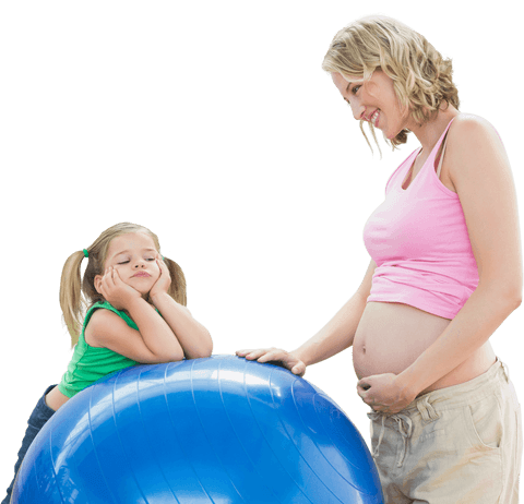 pregnant mother and daughter bonding with exercise ball transparent design - Download Free Stock Videos Pikwizard.com