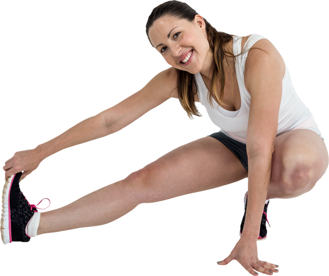 Transparent Smiling Athlete Woman Stretching Hamstring Outdoors - Download Free Stock Videos Pikwizard.com