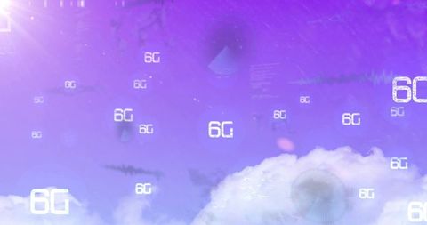 6g technology concept in futuristic purple sky