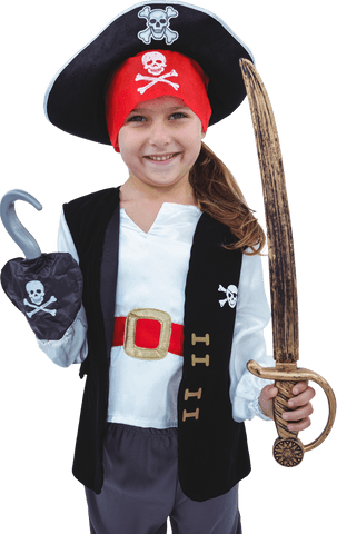 girl pretending to be pirate holding sword in transparent background - Download Free Stock Videos Pikwizard.com
