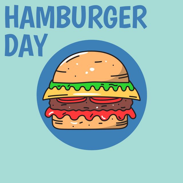 Colorful Hamburger Illustration for Food Event Promotions - Download Free Stock Templates Pikwizard.com