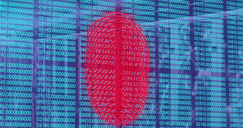 Red Fingerprint on Blue Digital Data Background - Download Free Stock Images Pikwizard.com