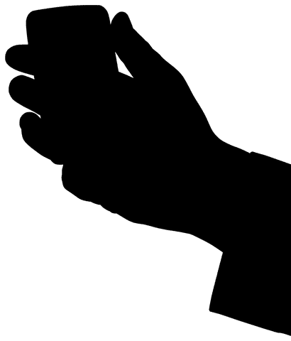 Transparent silhouette of smartphone held by hand