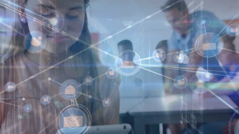 Digital Network Concept with Student Engaged in Learning