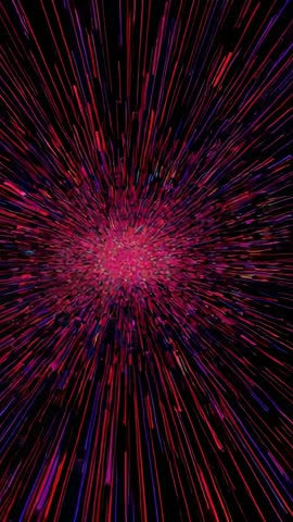 Vertical video of red blue light tunnel growing from center, forming futuristic digital motion loop