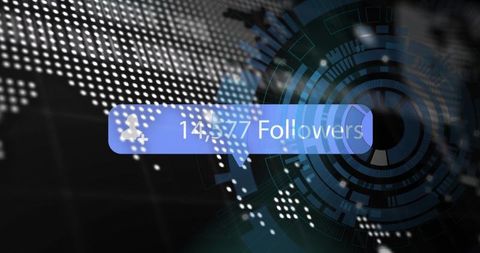 Futuristic social media followers hud showing real-time global growth analytics