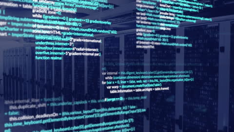 Overlay of Programming Code on Data Center Server Racks