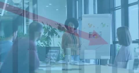 Business Presentation with Diverse Team Analyzing Data