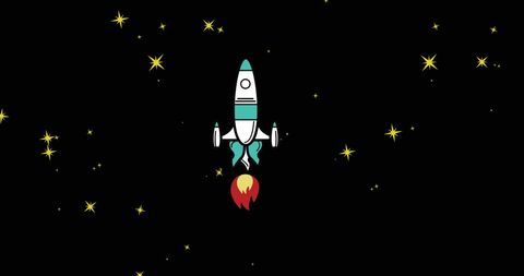 Rocket in Space Traveling Among Stars for Space Exploration