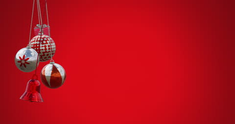 Festive Red Background with Ornaments and Bells