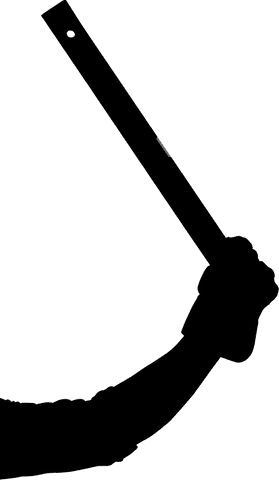 Hand holding tool silhouette on transparent background