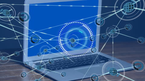 Conceptual Digital Network Connections on Laptop