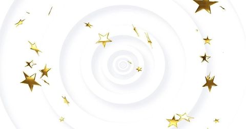 Spiraling white vortex with shiny gold stars for minimalist festive background