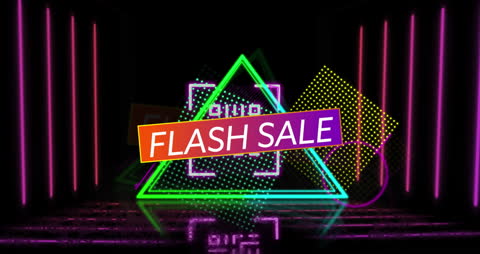 Neon Flash Sale Banner With QR Code Animation