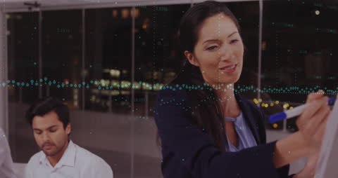 Business Team Working with Financial Data Projections Overlay