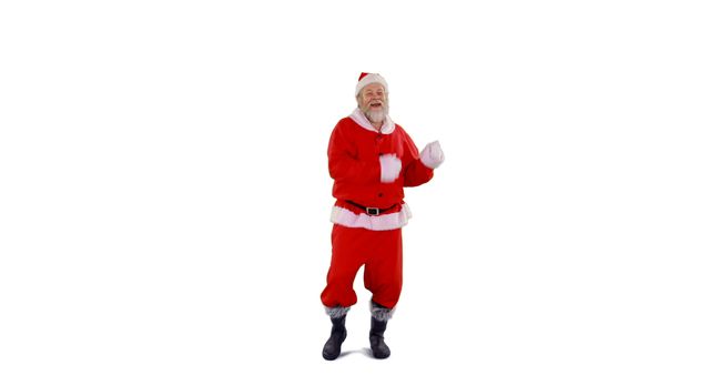 Jolly Santa Claus Dancing in Festive Outfit on White Background - Download Free Stock Images Pikwizard.com