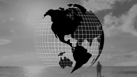 Digital Globe Overlaying persoon on Remote Beach