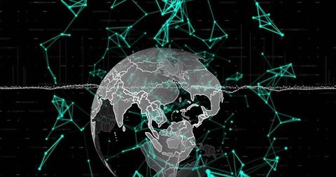 abstract globe surrounded by digital network connections - Download Free Stock Images Pikwizard.com