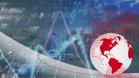 Globe and Data Animation Highlighting Global Connectivity