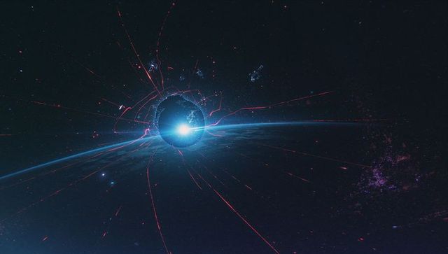 Cracked Planet with Emitting Energy Filaments in Vast Space